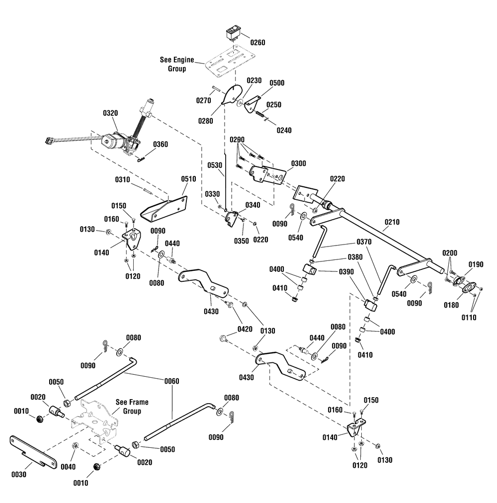 Lift Group Diagram and Parts List for 2691041-01-EZT2042 2012 Briggs and Stratton Lawn Tractor Accessories